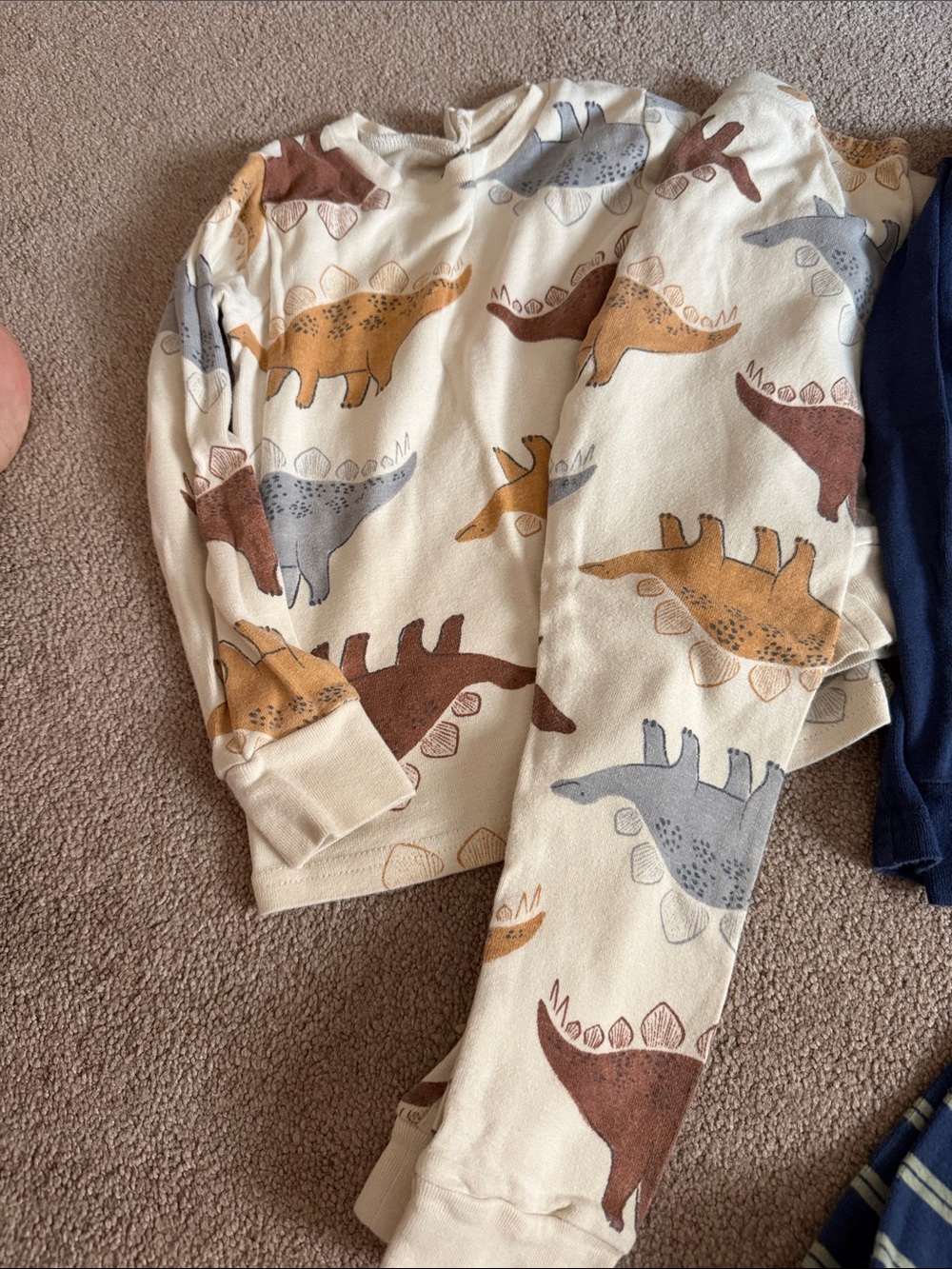 Toddler Dinosaur Pajama Bundle - Blue, Navy, Cream, Brown 4T - Picture 4 of 4